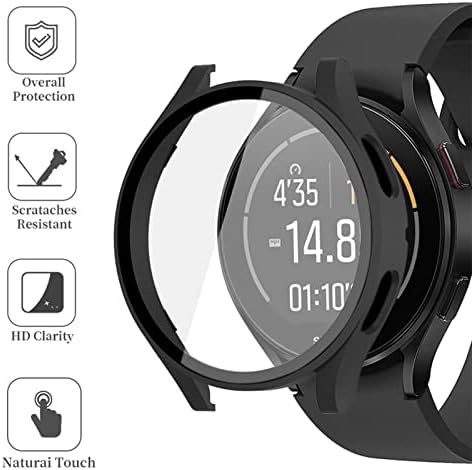 [4Pack] Sobrilli עבור Samsung Galaxy Watch 4 40 ממ מארז עם מגן מסך זכוכית מחוסמת, מסגרת כיסוי מגן מחשב קשה מחשב תואם ל- Galaxy Watch4 40 ממ